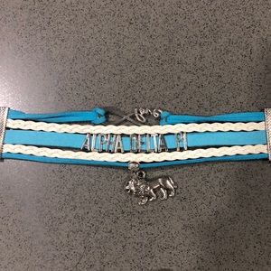 Sorority tie bracelet with charm